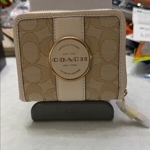 Coach Beige and Cream Wallet with Logo